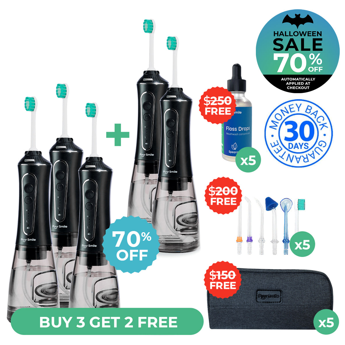 PUURSMILE WATER FLOSSER - UP TO 70% OFF HALLOWEEN SALE + 3 FREE GIFTS (WORTH $120)