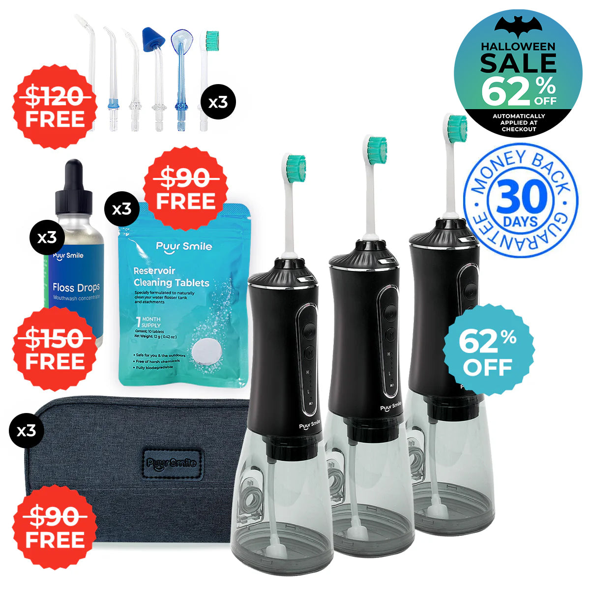 PUURSMILE WATER FLOSSER - 55% OFF HALLOWEEN SALE + 4 FREE GIFTS (WORTH $150)
